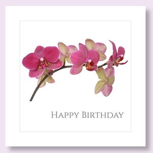 CARTE D'ANNIVERSAIRE FLEURS Carte d'anniversaire pour elle carte orchidée carte photo fleur carte d'anniversaire florale carte d'anniversaire Carte botanique image 1