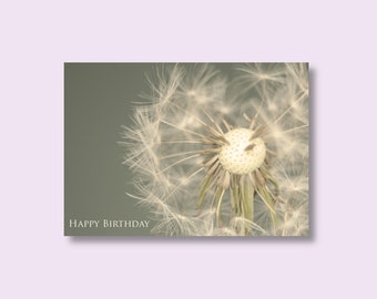 carte d'anniversaire pissenlit | pissenlit | Cartes photo | Carte d'anniversaire fleurie pour femme | Carte d'anniversaire féminine | Carte d'anniversaire florale