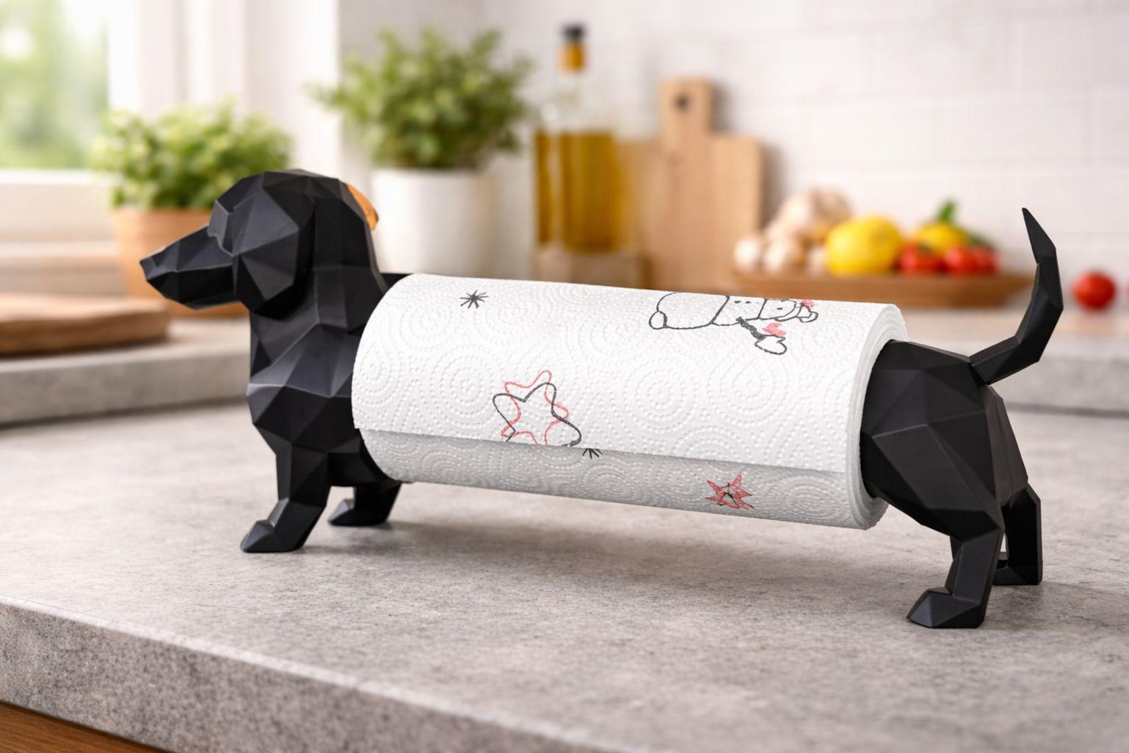 Dackel Deko für die Küche Dackelino Küchenrollenhalter