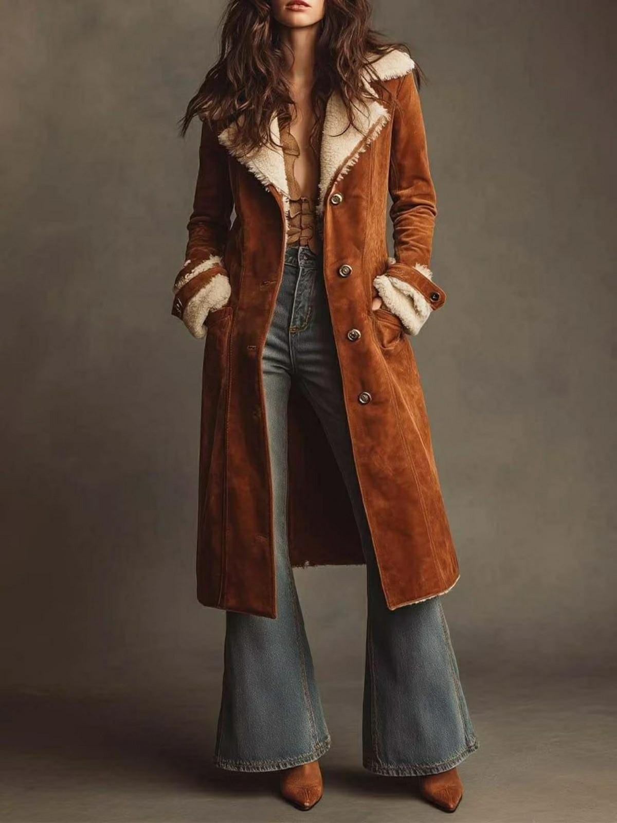 Vintage Suede Leather Long Women Coat - Etsy