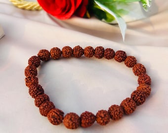Natural Rudraksha Beaded Bracelet, Rudraksha Beads Bracelet, Natural Rudraksha Jewelry, Spiritual Beaded Bracelet, Handmade Gift For Her