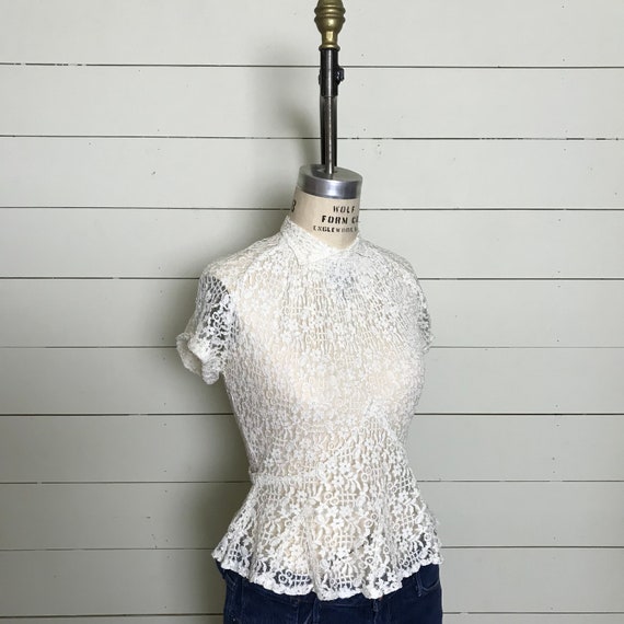 1940s Lace Blouse 40s White Blouse