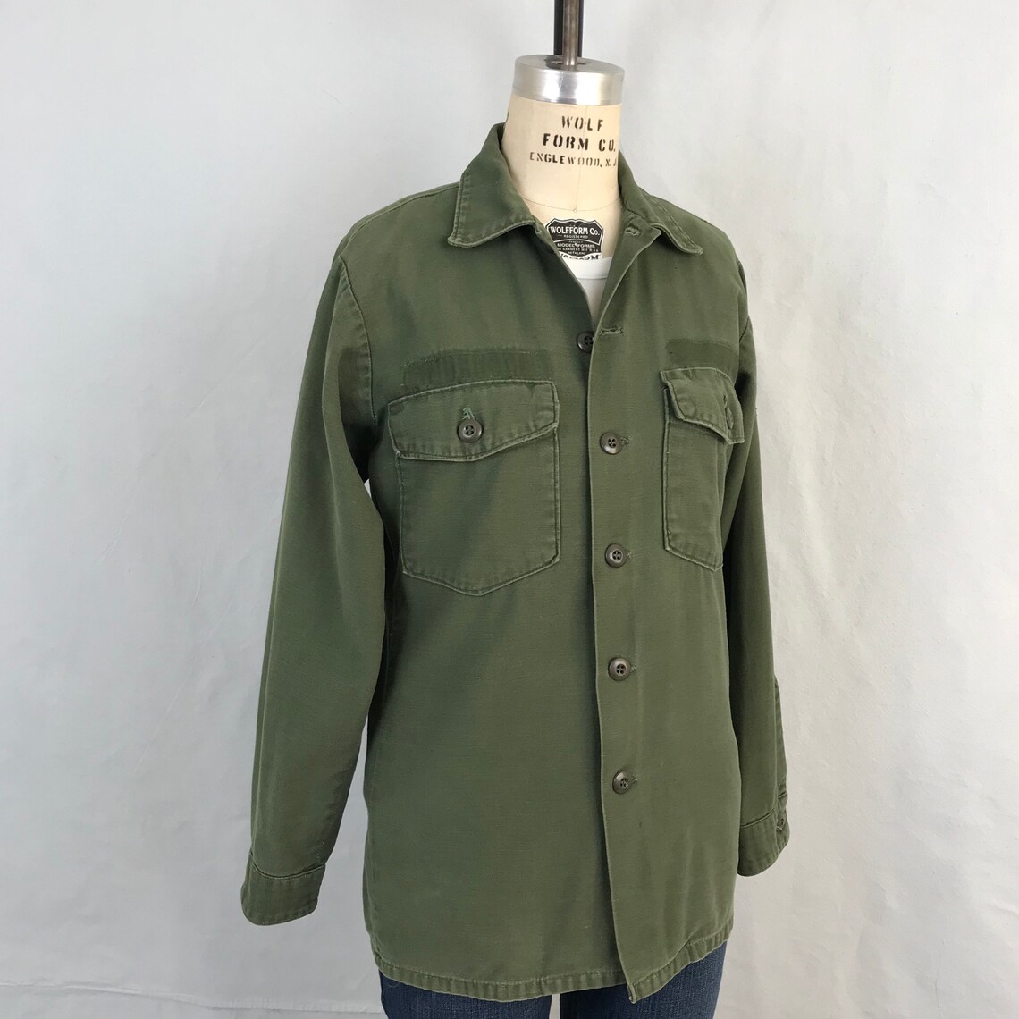 Vintage 1970s Army Green Shirt 70s Cotton Sateen Utility Shirt | Etsy