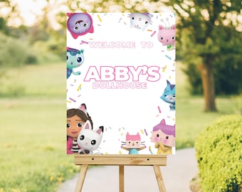 Gabby's Dollhouse Welcome Sign | Editable Party Banner | Digital Download|GD4