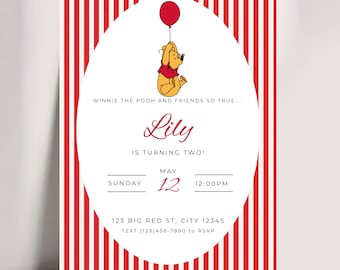 Winnie the Pooh 2nd Birthday Invitation | Two Sweet Pooh Bear Party (Digital Download)