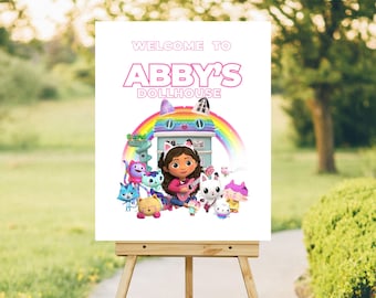 Gabby's Dollhouse Welcome Sign | Editable Party Banner | Digital Download|GD6