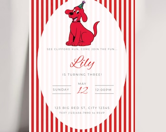 Clifford Big Red Dog Birthday Invitation | Storybook Party, Kids (Digital Download)