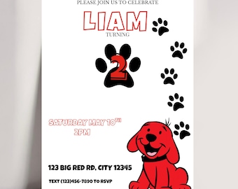 Clifford Big Red Dog Birthday Invitation | Storybook Party, Kids (Digital Download)