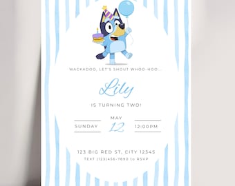 Bluey birthday invitation| 1st 2nd 3rd birthday|editable template|printable Dog invite