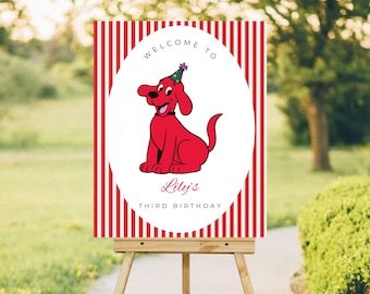Clifford Big Red Dog Birthday Welcome Sign | Storybook Party, Kids (Digital Download)