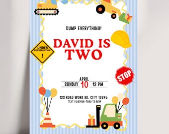 Construction Birthday Invitation | Dump Truck Party Invite (Editable Template)