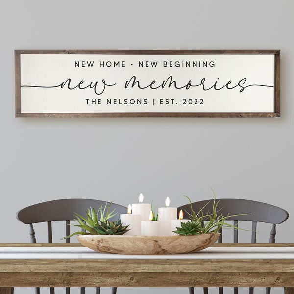 New Home Sign Personalized - New Home New Beginning Sign - Realtor Closing Gift For Buyer - Housewarming Gift - Personalized Home Sign