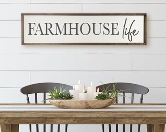 Farm House Decor - Dining Room Sign - Kitchen Farmhouse Sign - Kitchen Farm House Sign - Farmhouse Life Decor - Framed Wooden Sign