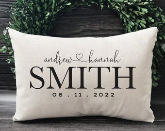 Mr and Mrs Pillow - Engagement Gift For Couples - Personalized Wedding Gifts - Throw Pillow Cover Couples Name & Established Date Pillow