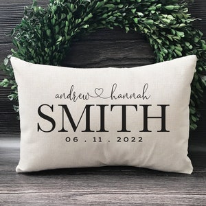 Mr and Mrs Pillow - Engagement Gift For Couples - Personalized Wedding Gifts - Throw Pillow Cover Couples Name & Established Date Pillow