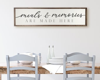 Meals and Memories Are Made Here Farmhouse Kitchen Wood Sign - Meals & Memories Are Made Here - Large Wood Sign - Farmhouse Kitchen Decor