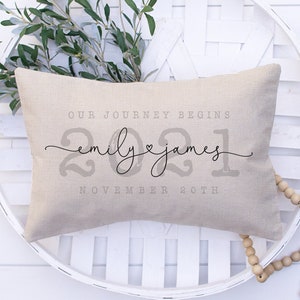 Personalized Wedding Gifts Pillow Cover - Engagement Gift For Couples - Throw Pillow Cover Couples Name Gift & Established Date Pillow