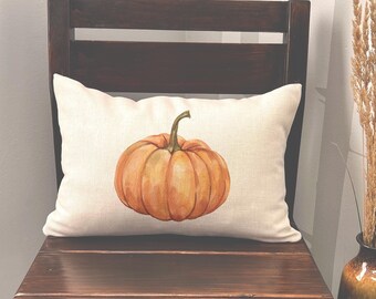 Watercolor Pumpkin Pillow Cover - Pumpkin Pillow Cover - Fall Pillow Cover - Autumn Pillow Cover - Thanksgiving Hostess Gift