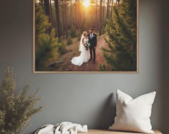 Framed Custom Photo Print - Wedding Photo On Wood - Wedding Portrait Art Framed - Family Portrait - Printed Photo - We Can Print Any Photo