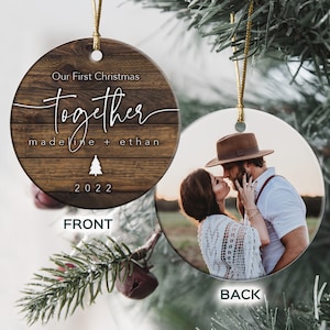 Our First Christmas Together Ornament - Custom Couples Gift - Girlfriend Boyfriend Christmas Gift - Two Sided Photo Ornament