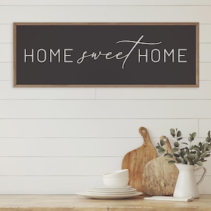 Home Sweet Home Sign - Wood Framed Sign - Home Wall Decor - Farmhouse Wall Decor - Housewarming Gift Idea - Realtor Closing Gift