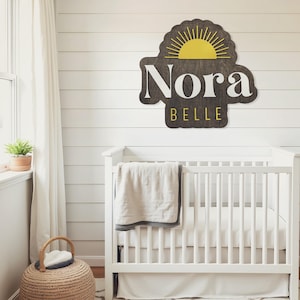 Sunshine Stacked Girl Name Sign | Custom Cutout Name Sign | Personalized Baby Shower Gift | Boho Sun Nursery Decor | You Are My Sunshine