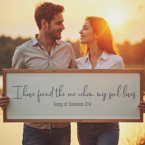 Song Of Solomon Sign - I Have Found The One Whom My Soul Loves Wood Sign - Wedding Gift - Scripture Bible Verse Wall Art - Bedroom Wall Art
