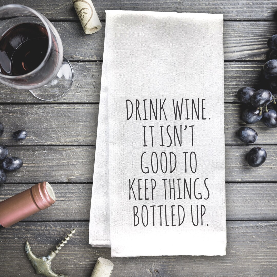 Drink Wine Wine Tea Towel Wine Basket Bridal Shower Wine Etsy