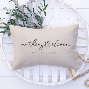 Pillow With Couples Name Established Date Custom Pillow Wedding Gifts Personalized Pillow Gift For Couples Engagement Gift Idea image 2