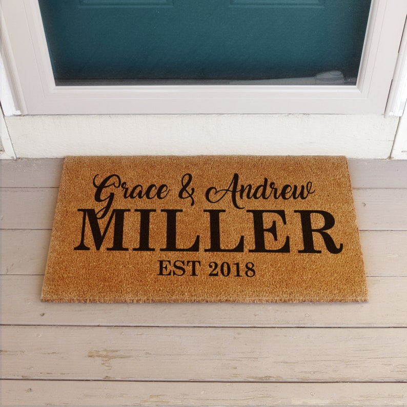 Custom Coir Doormat Family Name Door Mat Last Welcome Image 0