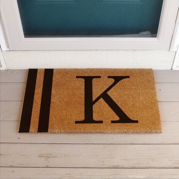 Initial Doormat Custom Coir Doormat Coir Personalized Doormat Stripe Doormat Doormats For Outside Front Door Decor Wedding Gift