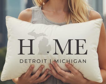 Personalized City & State Lumbar Pillow: Modern Home Decor Gift