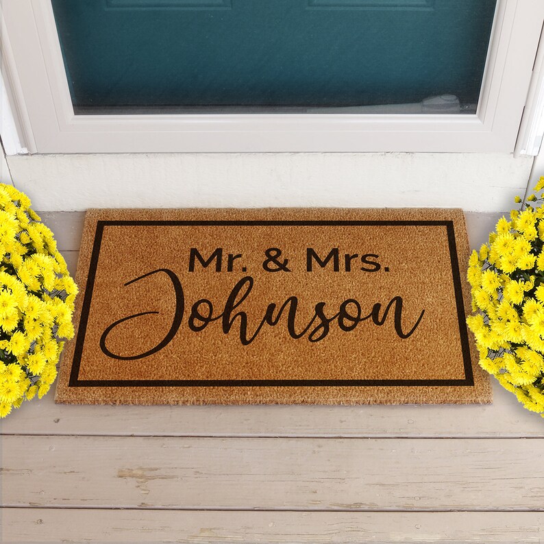 Mr And Mrs Doormat Personalized Last Name Door Mat Etsy
