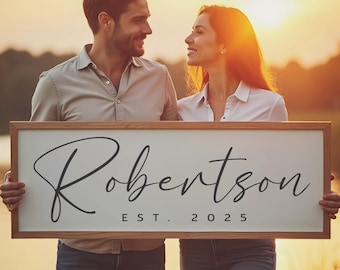 Personalized Last Name Sign with Established Date Wedding Gift Idea - Custom Family Name Sign - Family Name Established Sign