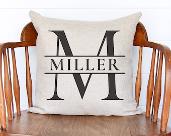 Monogram Pillow Case - Personalized Family Name Pillow - Personalized Wedding Gift - Housewarming Gift - Anniversary Gift - Custom Pillow