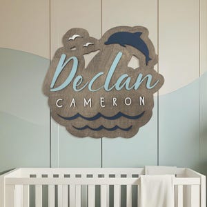 Personalized Dolphin Nursery Name Sign: 3D Beach Decor