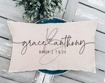 Personalized Wedding Gifts Pillow Cover - Throw Pillow Cover Couples Name & Established Date Custom Pillow - Gift For Couples