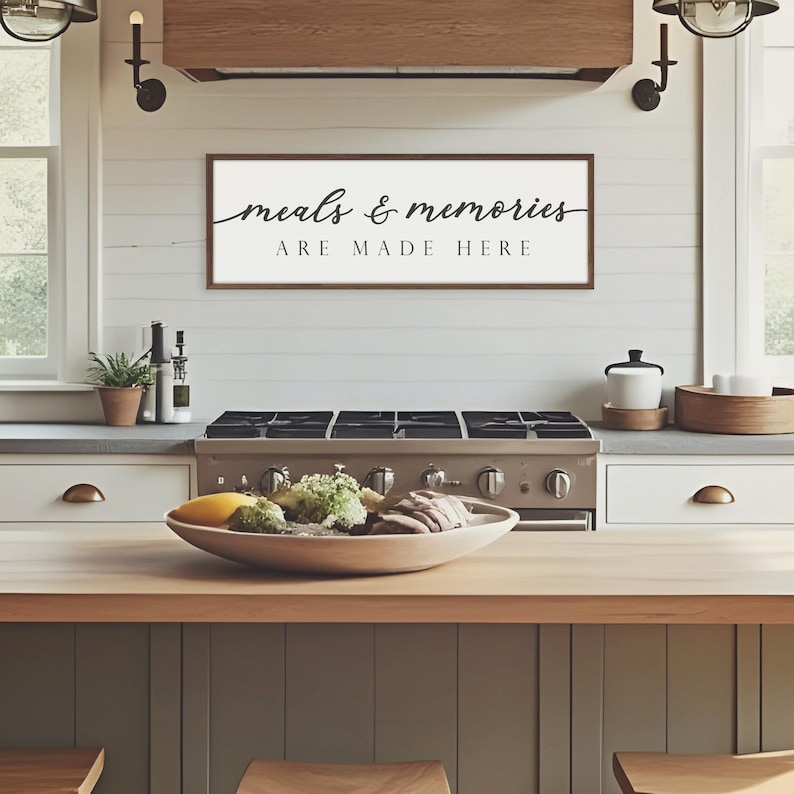 Meals and Memories Are Made Here Kitchen Wood Framed Sign