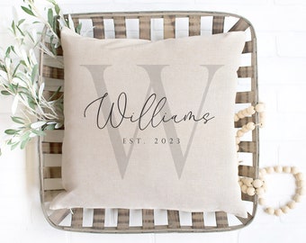 Monogram Pillow Cover - Personalized Last Name Pillow - Custom Throw Pillow - Personalized Pillow Covers 18 x 18 - Wedding Gift Pillow