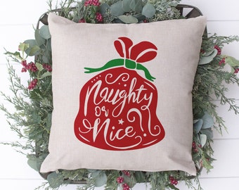 Naught Or Nice Pillow - Christmas Pillow Covers 18 x 18 - Farmhouse Pillow Cover - Farmhouse Christmas Decor - Dear Santa - Christmas Decor