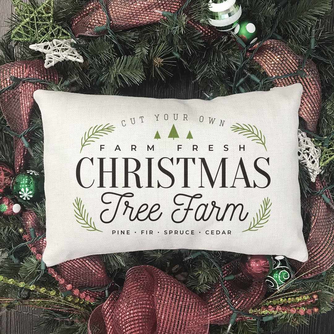 Lumbar Christmas Pillow Cover Holiday Pillow Farm Fresh Etsy