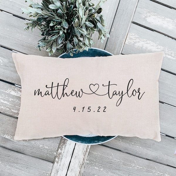 Personalized Wedding Gifts Pillow Cover - Gift For Couples - Throw Pillow Cover Couples Name Gift & Established Date Custom Pillow