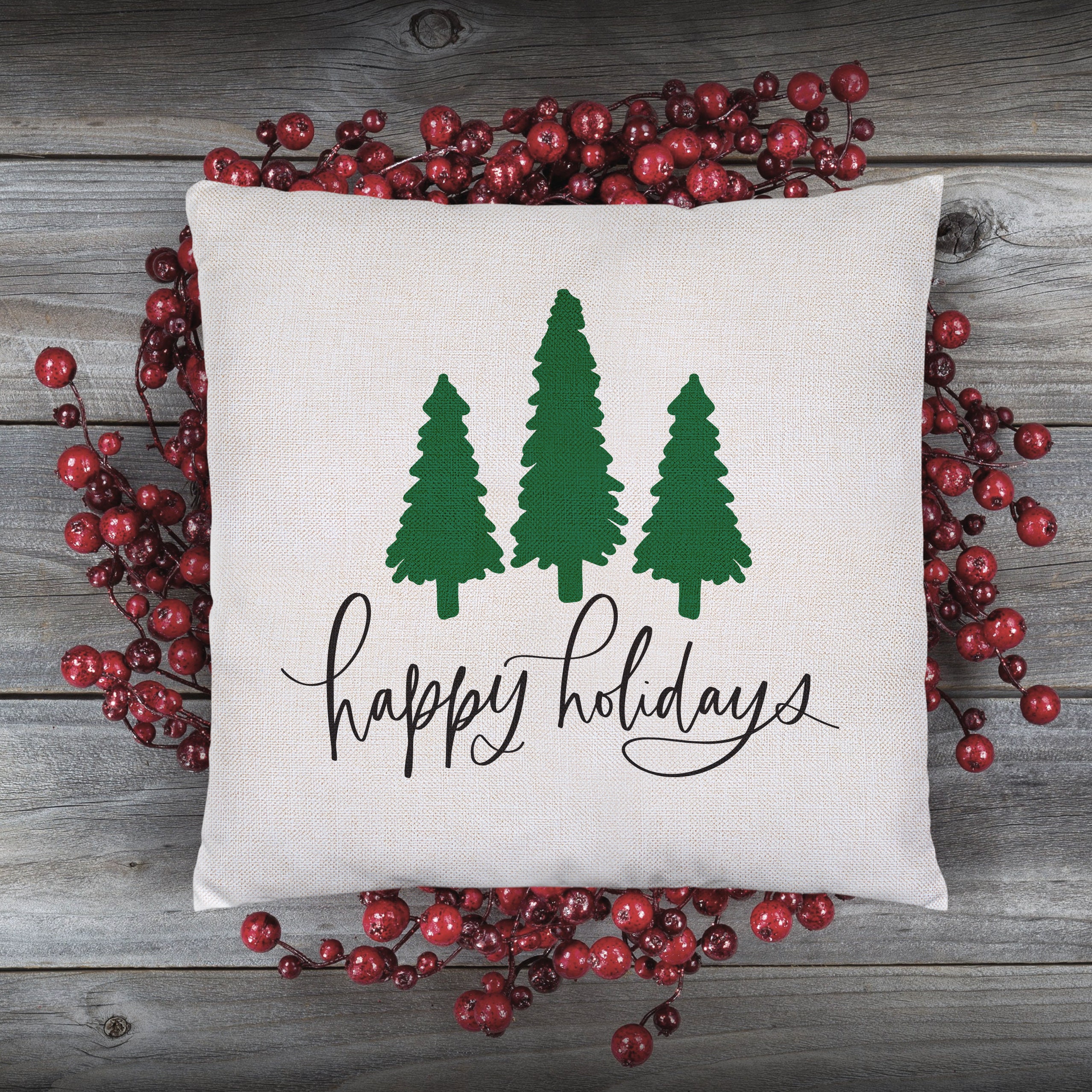 CARRIE HOME Vintage Christmas Red Truck Green Tree Throw Pillow Covers  20x20 Set of 2 Outdoor Christmas Pillows for Sofa Couch Farmhouse Christmas