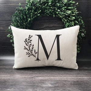 Monogram Pillow Cover - Lumbar Initial Pillow Cover - Monogram Initial Farmhouse Pillow - Wedding Gift Idea - Personalized Pillow