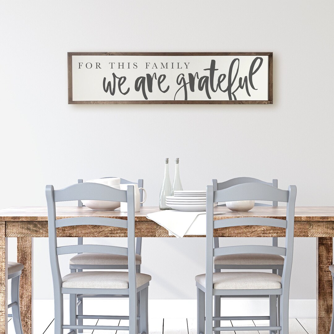 For This Family We Are Grateful Sign - Dining Room Sign - Kitchen ...