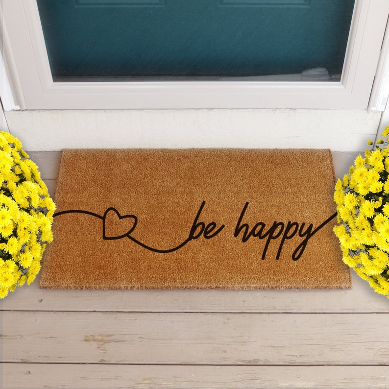 Coir Doormat Welcome Door Mat Be Happy Doormat For Outside Etsy