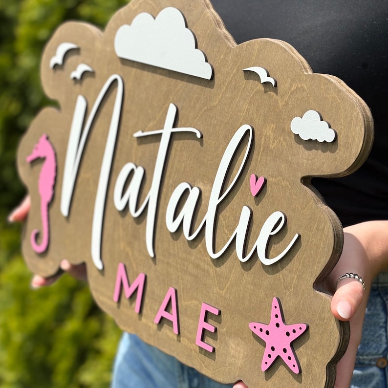 Name Sign Girl Rustic Rectangular Custom Wood Name Sign | Girls Boho Wall Decor | Personalized Baby ...
