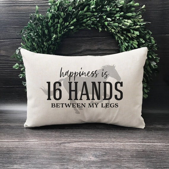 Happiness is 16 Hands Between My Legs Horse Lovers Pillow Horse Gifts Gift  for Horse Lover Horse Christmas Gift Funny Throw Pillow 