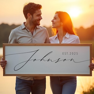 Custom Family Name Sign - Personalized Last Name Sign - Custom Wedding Gift - Housewarming Gift - Modern Farmhouse Wood Sign Wedding Gift