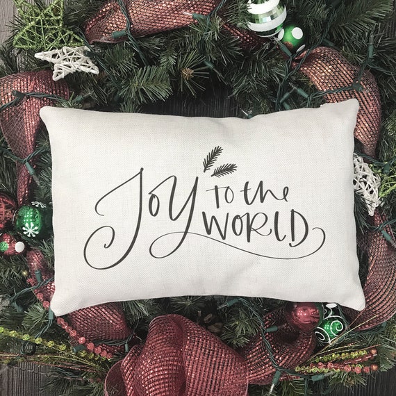 Joy to the World Pillow Cover Lumbar Christmas Pillows Farmhouse